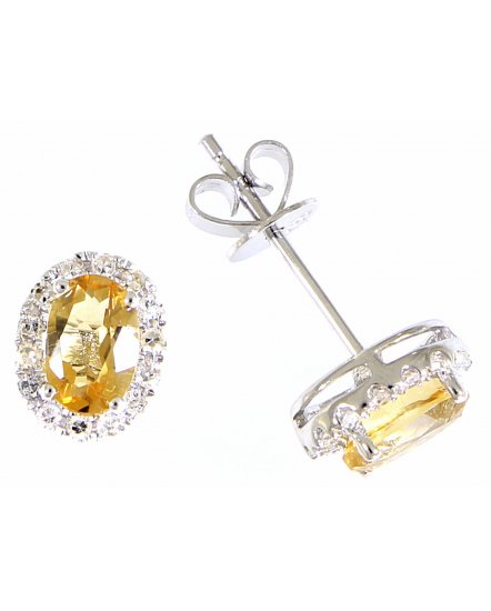 OVAL COLORED STONE DIAMOND STUDS (VE395)