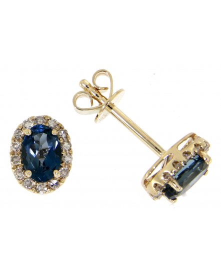 OVAL COLORED STONE DIAMOND STUDS (VE395)