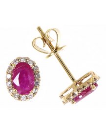 OVAL COLORED STONE DIAMOND STUDS (VE395)