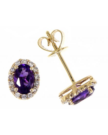 OVAL COLORED STONE DIAMOND STUDS (VE395)