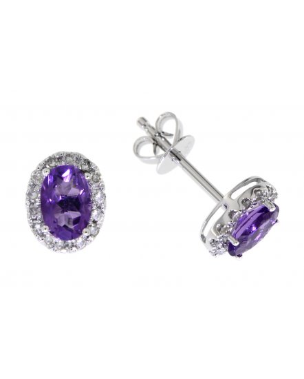 OVAL COLORED STONE DIAMOND STUDS (VE395)