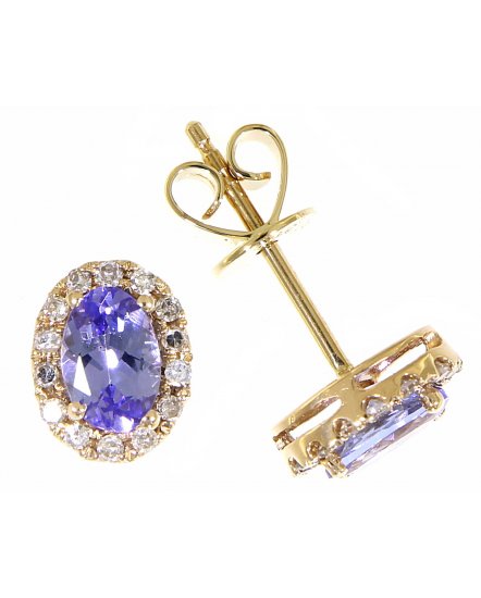 OVAL COLORED STONE DIAMOND STUDS (VE395)