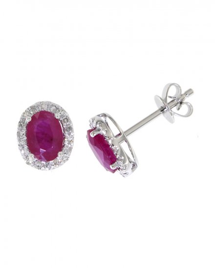 OVAL COLORED STONE DIAMOND STUDS (VE396)