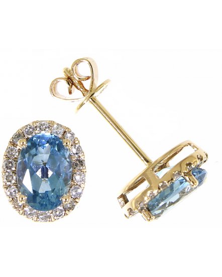 OVAL COLORED STONE DIAMOND STUDS (VE396)