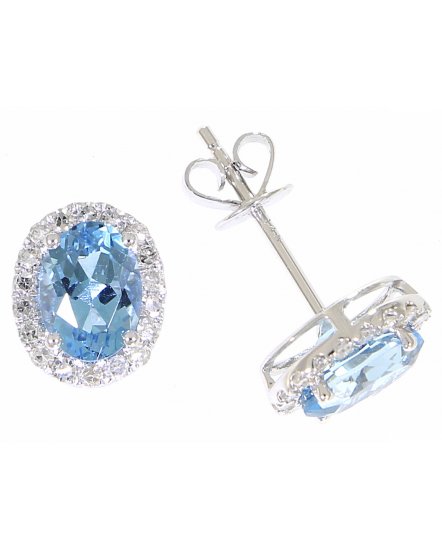 OVAL COLORED STONE DIAMOND STUDS (VE396)