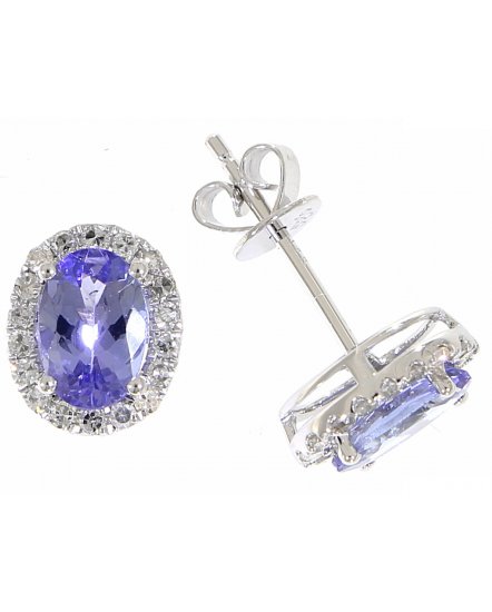 OVAL COLORED STONE DIAMOND STUDS (VE396)