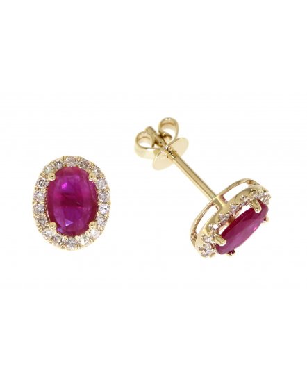 OVAL COLORED STONE DIAMOND STUDS (VE396)