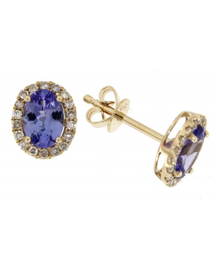 OVAL COLORED STONE DIAMOND STUDS (VE396)