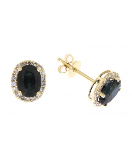OVAL COLORED STONE DIAMOND STUDS (VE396)
