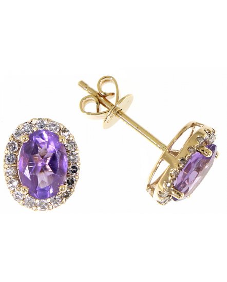OVAL COLORED STONE DIAMOND STUDS (VE396)