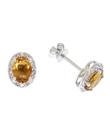 OVAL COLORED STONE DIAMOND STUDS (VE396)