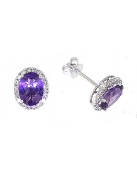 OVAL COLORED STONE DIAMOND STUDS (VE405)