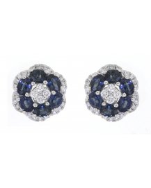 FLORAL STYLE COLORED STONE DIAMOND STUDS (VE413)