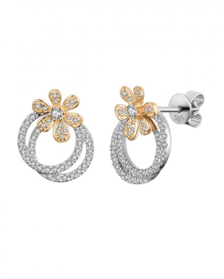 FLORAL STYLE ROUND DIAMOND STUDS (VE420)