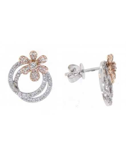 FLORAL STYLE ROUND DIAMOND STUDS (VE420)