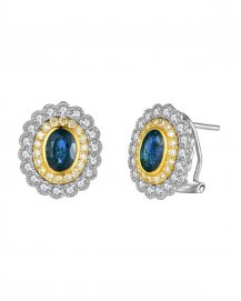 OVAL EMERALD DIAMOND OMEGA BACK (VE438)