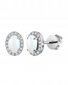 OVAL OPAL DIAMOND STUDS (VE442)