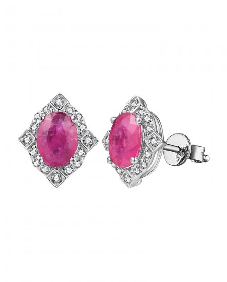 OVAL RUBY DIAMOND STUDS (VE462)