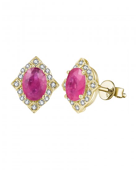 OVAL RUBY DIAMOND STUDS (VE462)