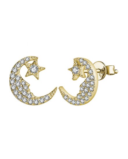 CRESCENT MOON STAR DIAMOND STUDS (VE468)