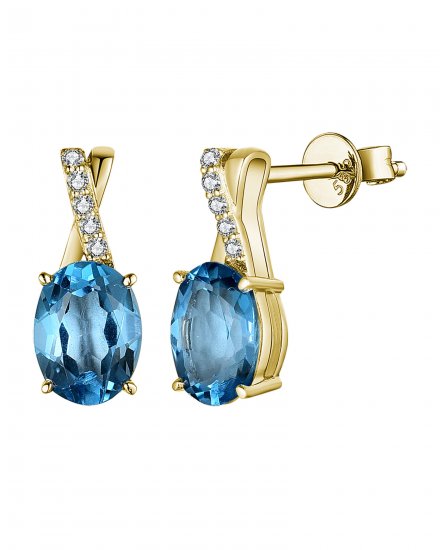 OVAL SWISS BLUE TOPAZ DIAMOND STUDS (VE473)
