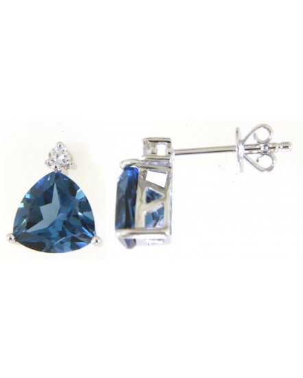 TRIANGLE SHAPE SWISS BLUE TOPAZ DIAMOND STUDS (VE477)