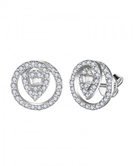 ROUND STYLE BAGUETTE DIAMOND STUDS (VE486)