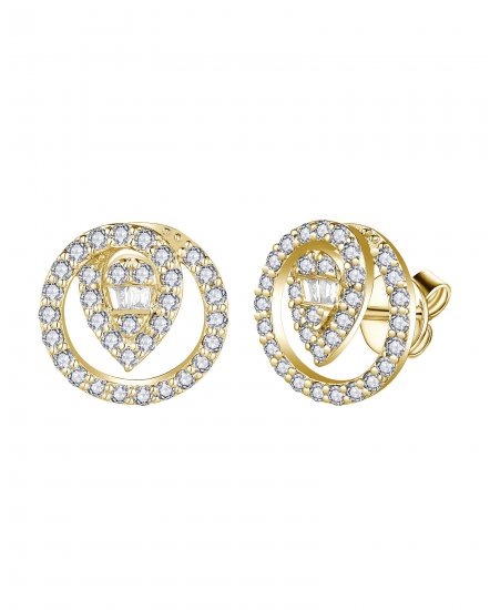 ROUND STYLE BAGUETTE DIAMOND STUDS (VE486)