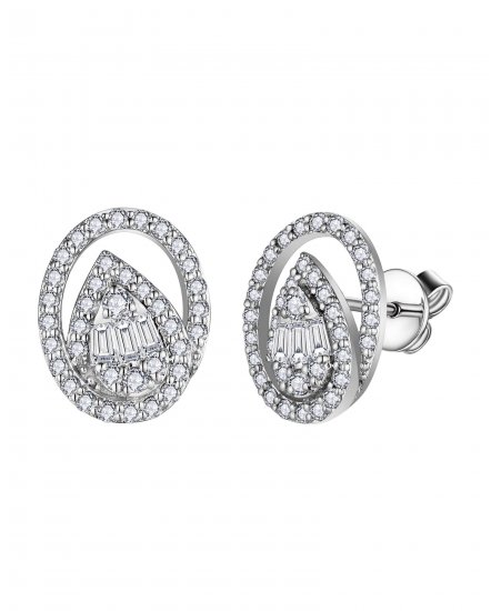 OVAL STYLE BAGUETTE DIAMOND STUDS (VE487)