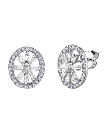 OVAL STYLE BAGUETTE DIAMOND STUDS (VE489)