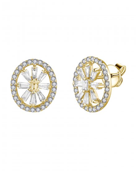 OVAL STYLE BAGUETTE DIAMOND STUDS (VE489)