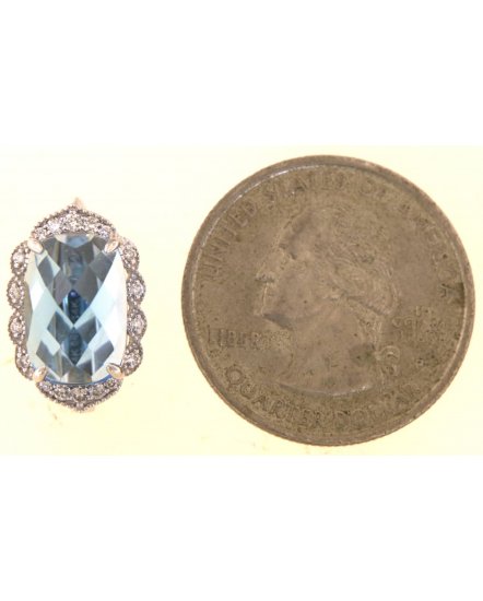 CUSHION SWISS BLUE TOPAZ DIAMOND EARRINGS (VE492)