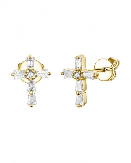 CROSS BAGUETTE DIAMOND STUDS (VE499)