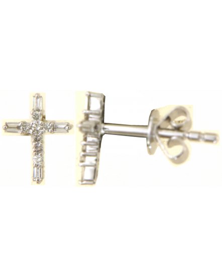 CROSS BAGUETTE DIAMOND STUDS (VE501)