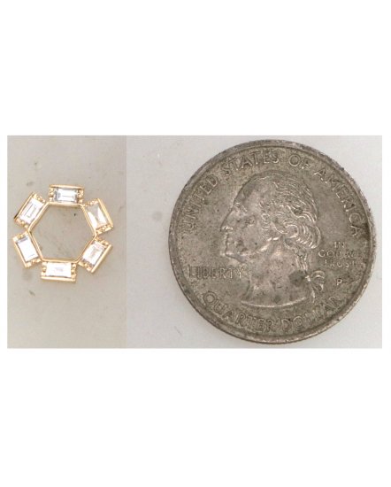 HEXAGON STYLE BAGUETTE DIAMOND STUDS (VE513)