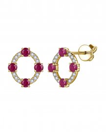 OVAL STYLE RUBY DIAMOND STUDS (VE521)