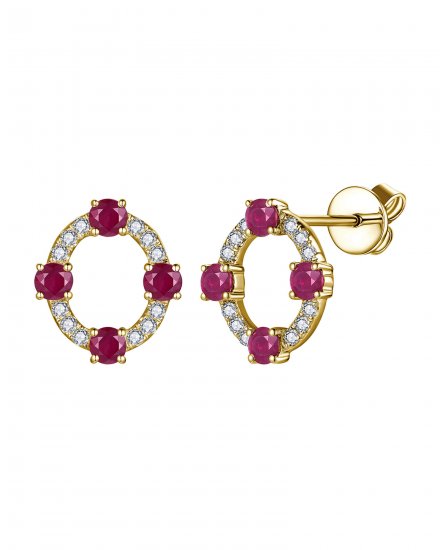 OVAL STYLE RUBY DIAMOND STUDS (VE521)