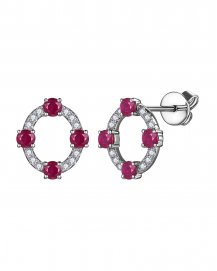 OVAL STYLE RUBY DIAMOND STUDS (VE521)