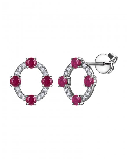 OVAL STYLE RUBY DIAMOND STUDS (VE521)