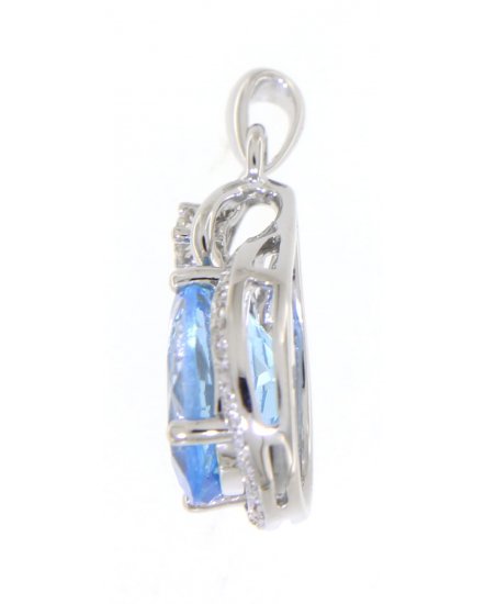 OVAL SWISS BLUE TOPAZ DIAMOND PENDANT (VP270)