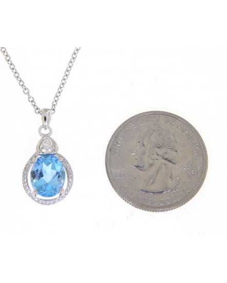 OVAL SWISS BLUE TOPAZ DIAMOND PENDANT (VP270)