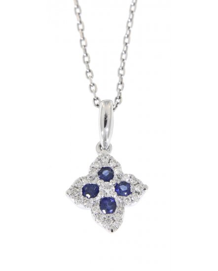 CLOVER STYLE COLORED STONE DIAMOND PENDANT (VP291)