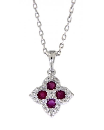 CLOVER STYLE COLORED STONE DIAMOND PENDANT (VP291)