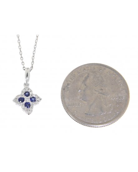 CLOVER STYLE COLORED STONE DIAMOND PENDANT (VP291)