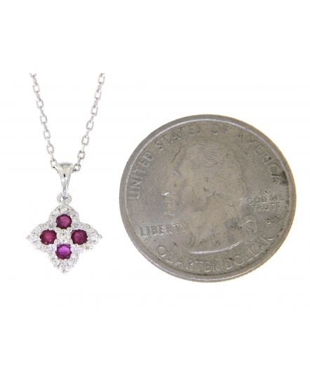 CLOVER STYLE COLORED STONE DIAMOND PENDANT (VP291)