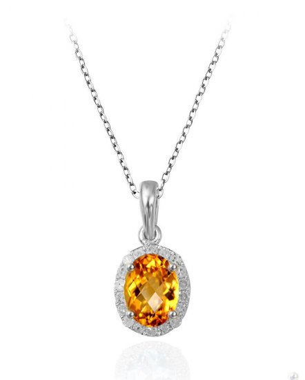 OVAL COLORED STONE DIAMOND PENDANT (VP295)