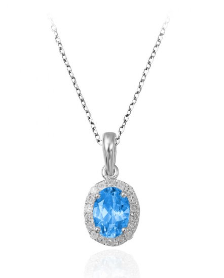 OVAL COLORED STONE DIAMOND PENDANT (VP295)