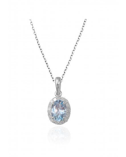 OVAL COLORED STONE DIAMOND PENDANT (VP295)