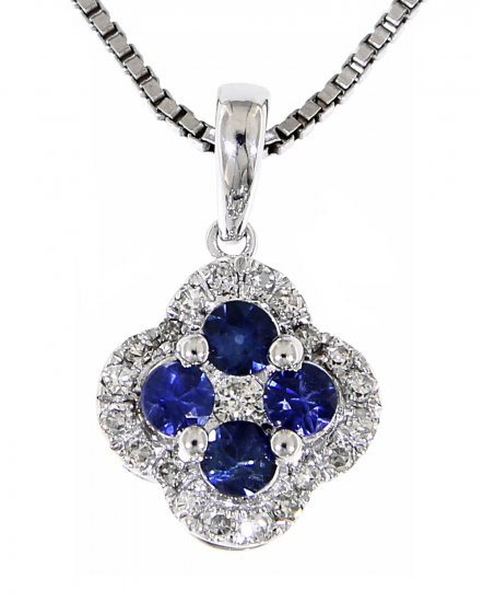 CLOVER STYLE SAPPHIRE DIAMOND PENDANT (VP359)