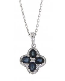 CLOVER STYLE COLORED STONE DIAMOND PENDANT (VP387)